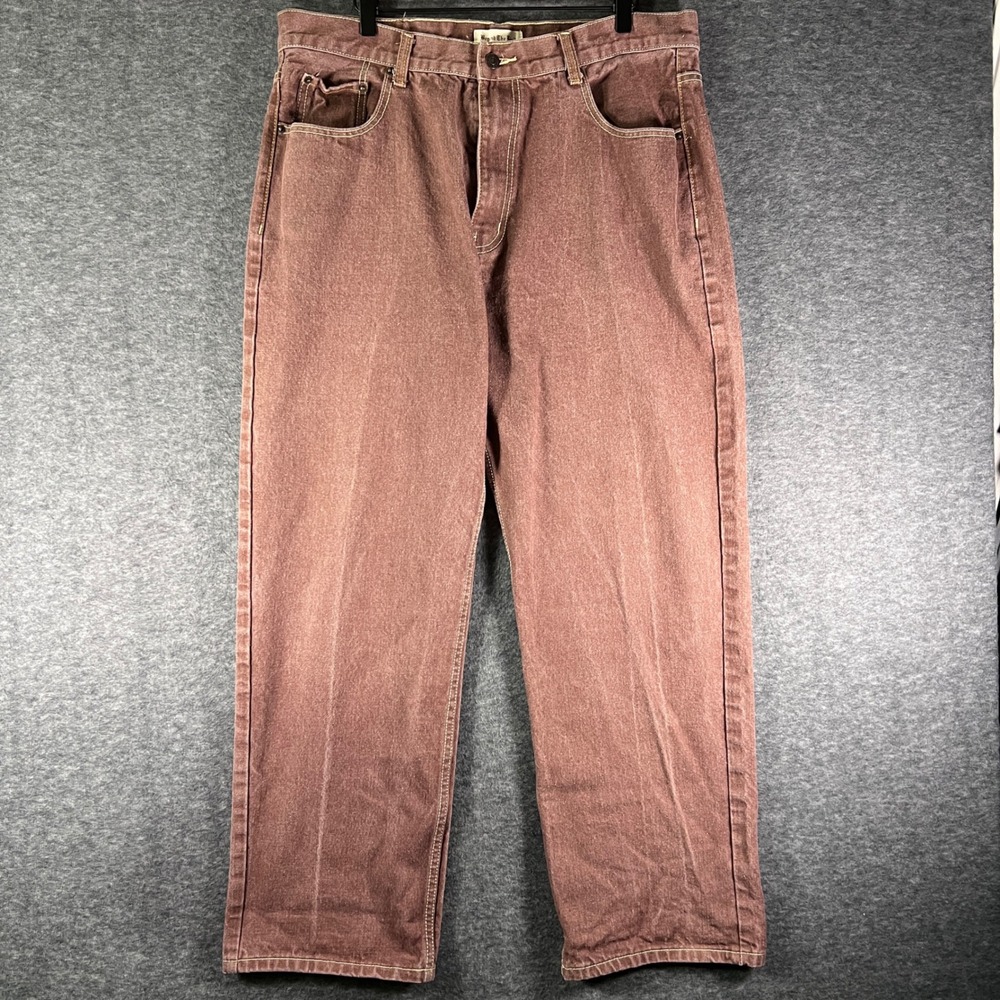 Y2K Straight Leg Jeans High Waist‎ Red Wash 40x32 Relaxed Fit Skater Grunge
